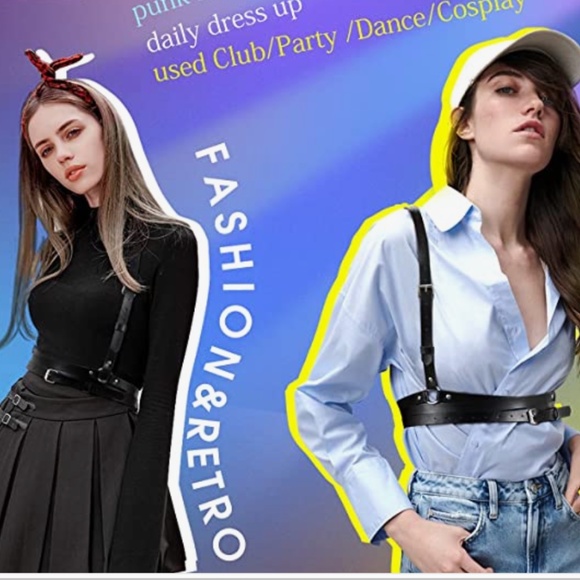 Punk Waist Belt Women Halloween PU Leather Skinny Body Adjustable Belts with Got main image 7